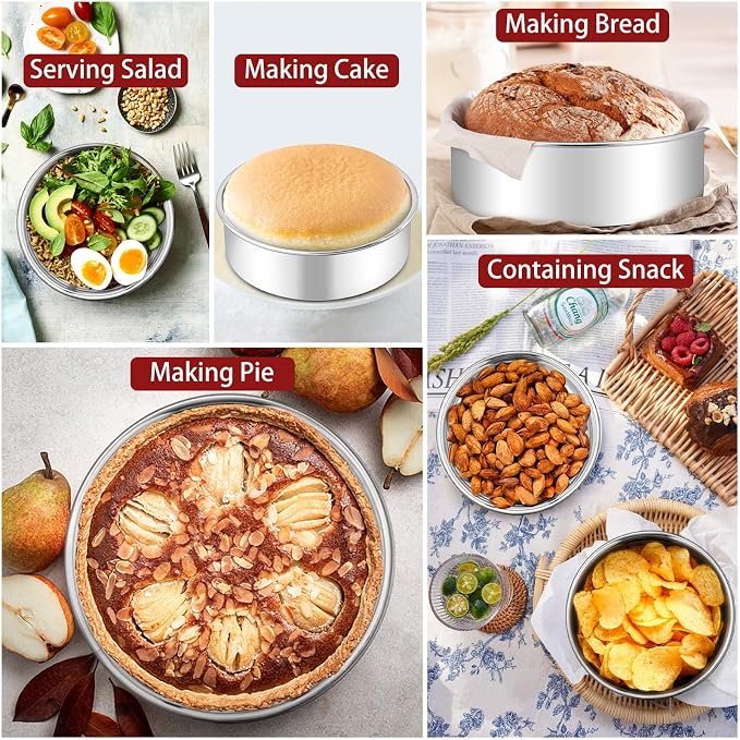 LIANYU 6 Inch Round Cake Pan Set of 3, Stainless Steel Smash Cake Pans Tins | Baking Baking Pan, Bakeware for Birthday Wedding Party, Leak-proof & Mirror Finish, Dishwasher Safe - Image 7