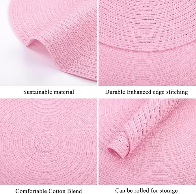 SHACOS Round Braided Placemats Set of 6 Round Table Mats for Dining Tables 15 inch Washable Non Slip Placemats (Pink, 6) - Image 5