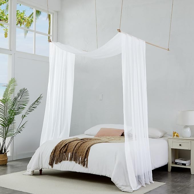 Warm Home Designs 55 x 216 White Sheer Window Scarf. AM White 216" | Extra Long Window Scarves Valances are Great As Wedding Arch Draping Fabric, Bed Canopy Or for Decorative Project. - Image 3