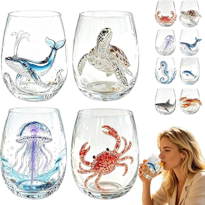 Artisan Blue Octopus Glassware Handmade 3D Ocean Decor Gift by Unknown
