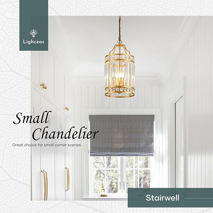 Modern Gold Pendant Island Light Fixtures for Kitchen, Luxury Elegant Crystal Small 4-Light Chandeliers for Dining Room, Industrial Cage Hanging Ceiling Lighting for Bedroom Foyer Hallway - Image 7