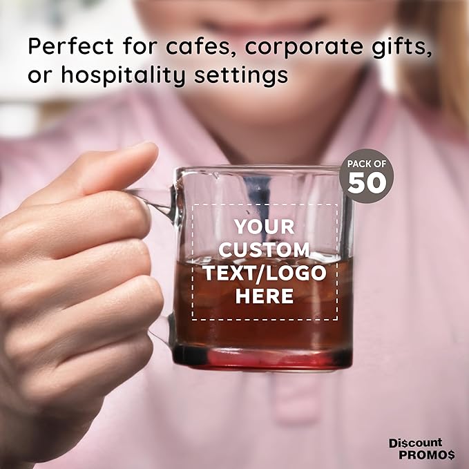 Custom Libbey Clear Glass Coffee Mugs 13 oz. Set of 50, Personalized Bulk Pack - Perfect for Coffee, Tea, Espresso, Hot Cocoa, Other Beverages - Red Bottom