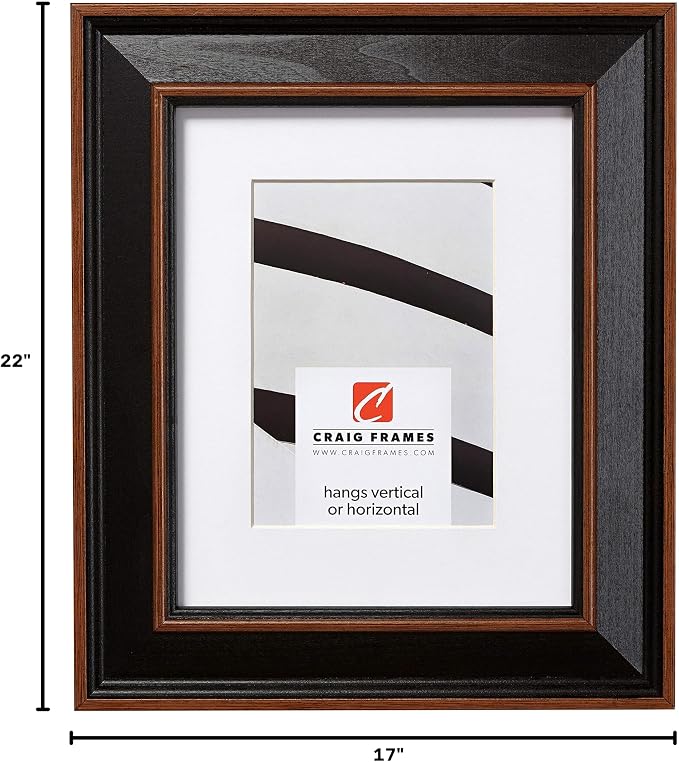 Craig Frames 17x22 Black Picture Frame Matted to 13x19, Wood Wall Decor | A lightweight, shatter resistant acrylic front, made in the USA for a gallery display - Image 5
