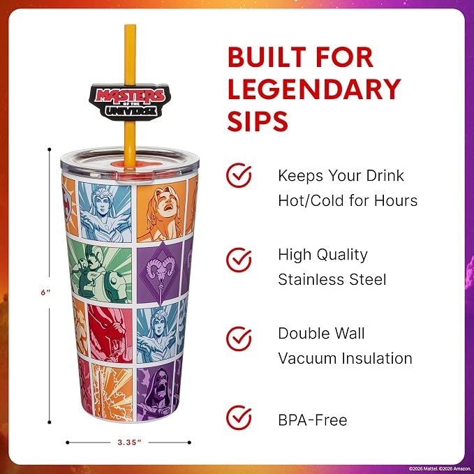 Dragon Glassware x Masters of the Universe (MOTU) Blind Box Tumbler, 16 oz | Vacuum Insulated Stainless Steel Tumbler with Straw & Lid; With Straw Topper; Official Masters of the Universe 2026 Movie Cup - Image 3