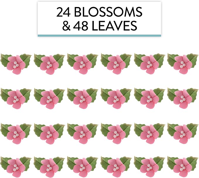Global Sugar Art 24-Count Mini Pink Edible Flowers Cake Decorations | Small pink sugar flowers for cake decorating, mini edible flowers cake decorations, edible flower decorations, sugar leaves - Image 3