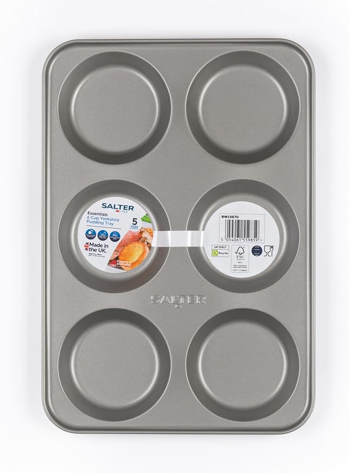 Salter Essentials Yorkshire Pudding Tray – Non-Stick Coating, Rectangular Muffin Tray, Dishwasher Safe, Easy to Clean, Made in The UK, Durable Cupcake Tray, Lightweight, PFOA-Free, BW13670 | Carbon Steel Construction, PFOA-Free Coating, Dishwasher Safe... - Image 8