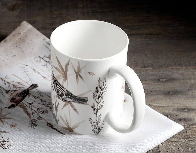 Maison d' Hermine Coffee Mug with Handles Tea Cups (15 Ounce, Pack of 2) | Fine Bone China Coffee Mugs for Hot Beverages Cappuccino Latte Home Restaurant Hotel Spring Summer -Meadow Florals - Brown - Image 9