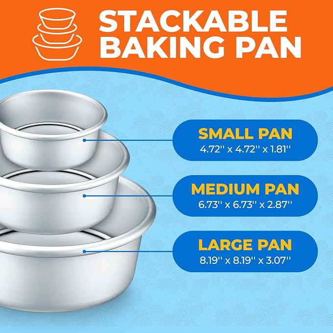 Emporio Kitchen Anodized Aluminum Round Cheesecake Pan - Pressure Cooker and Air Fryer Safe, Recipe Booklet Included, PFAS, CFC, PTFE, or PFOA Free, Oven Safe (Up To 500° F), 4/6 /8 Inches, Pack of 3 - Image 2