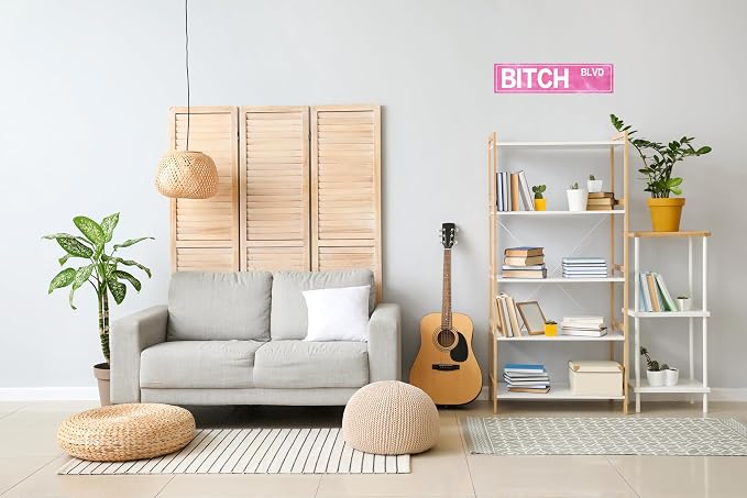 Retro Girl Pink Tin Metal Sign Bitch Blvd Bold Statement Wall Decor for Home Vintage Bar or Dorm Unique Gift Idea for Friends 4x16 in - Image 4