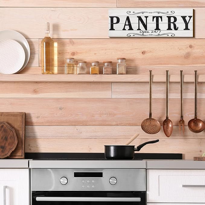 Jetec 2 Pcs Pantry Signs Wall Decor Wooden Laundry Room Signs Farmhouse Laundry Pantry Room Door Sign Wood Rustic Retro for Kitchen Home, 15 x 5 Inches(White) - Image 5