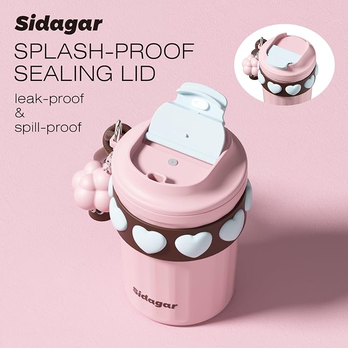 SDGA+ 12 oz Travel Coffee Mug Spill Proof Leak Proof, Stainless Steel Thermal Coffee Cup with Lid, Resuable Cup for Hot and Cold, Portable Tumbler for Women, Light Pink - Image 3