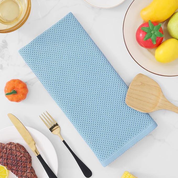 Homaxy 100% Cotton Waffle Weave Kitchen Dish Towels 4-Pack, Sky Blue | 13 x 28 Inches, Ultra Soft Absorbent Dish Towels, Quick Drying Cleaning Towels - Image 7
