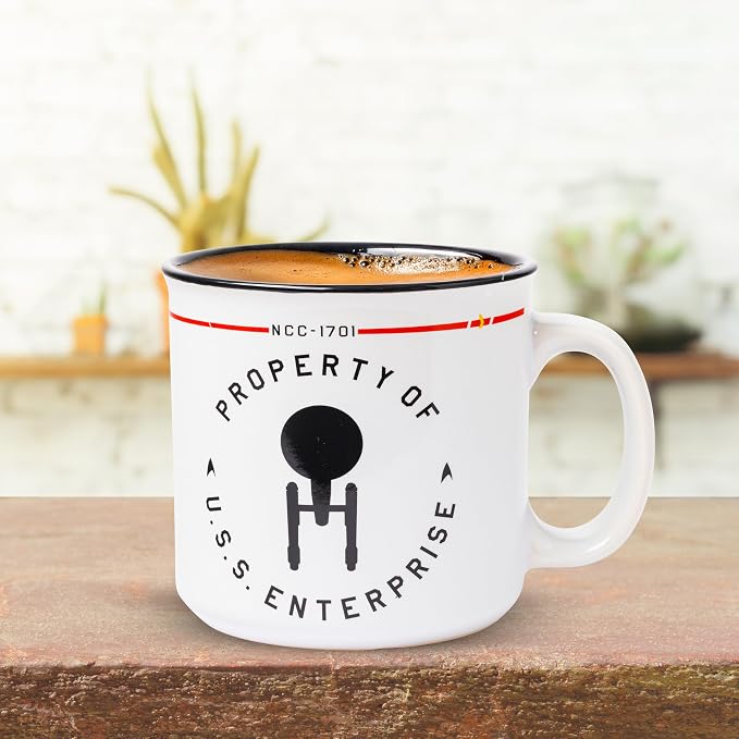 Silver Buffalo Star Trek Enterprise Property, Ceramic Camper Mug, 20oz | NCC-1701, The USS, 0.59 Liters - Image 4