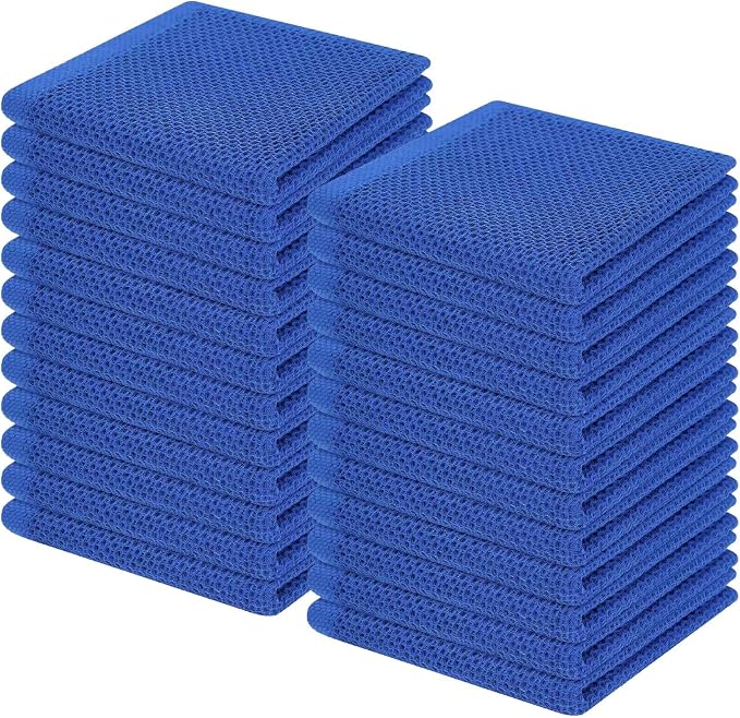 Homaxy 100% Cotton Waffle Weave Kitchen Dish Cloths 24-Pack, Blueberry | 12 x 12 Inches, Ultra Soft Absorbent Dish Towels, Quick Drying Dish Rags with Hanging Loop by Homaxy