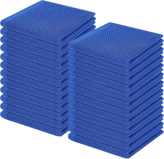 Homaxy 100% Cotton Waffle Weave Kitchen Dish Cloths 24-Pack, Blueberry | 12 x 12 Inches, Ultra Soft Absorbent Dish Towels, Quick Drying Dish Rags with Hanging Loop by Homaxy