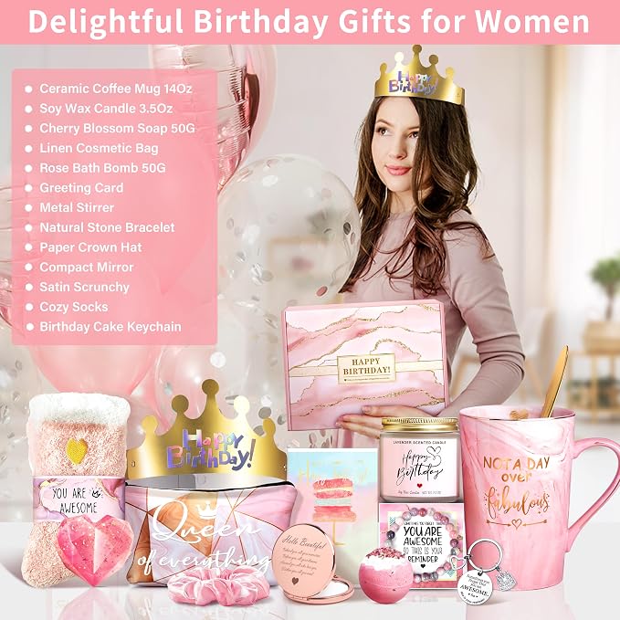 Jumway Not A Day Over Fabulous Mug Gifts Set- Birthday Gifts for Women - Funny Birthday Gift Ideas for Her,Friends, Coworkers, Her, Wife, Mom, Daughter, Sister, Aunt Ceramic Marble Mug 14 Oz - Image 2