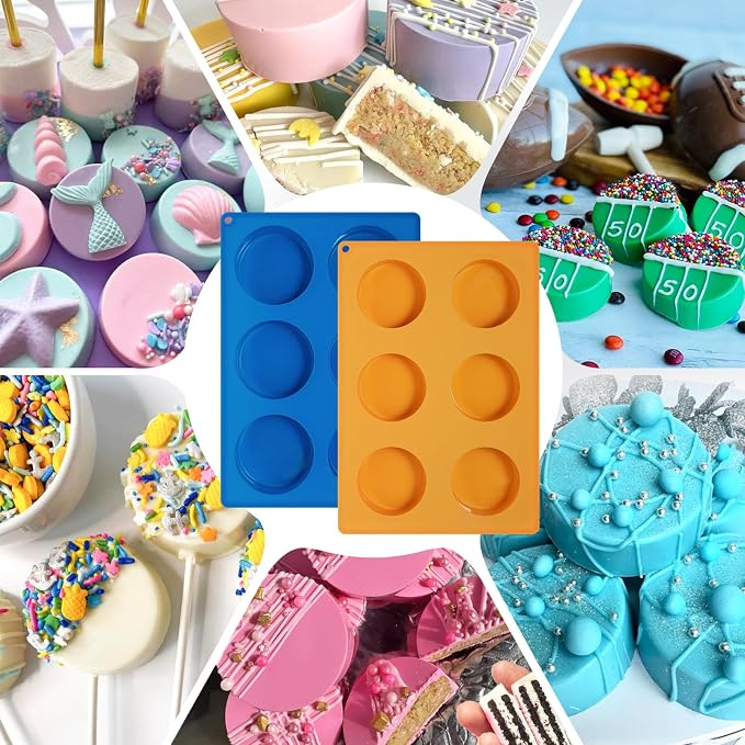 Webake Cake Puck Mold Set 2 Different Sizes, Silicone Flat Cake Pop Molds for Chocolate Covered Desserts, BPA Free - 2 Molds & 1 Scraper - Image 7