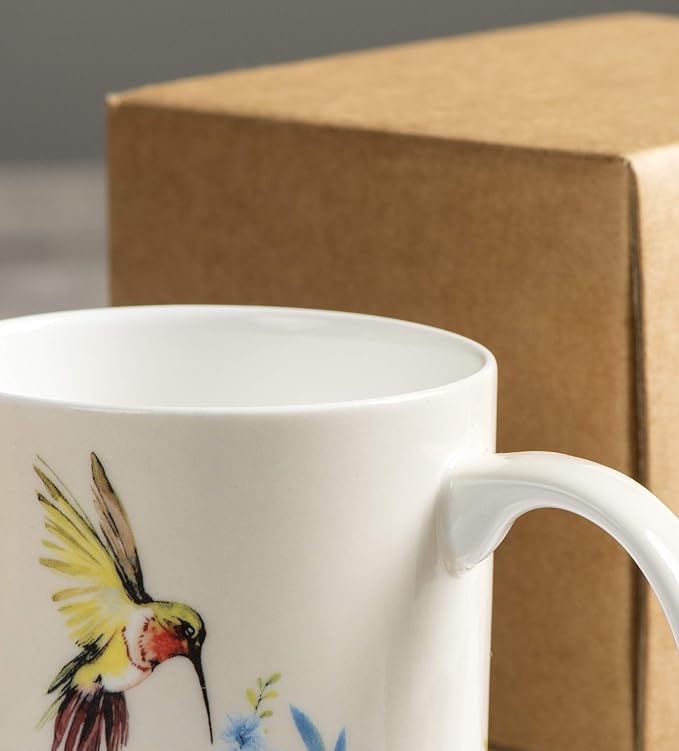 Maison d' Hermine Coffee Mug with Handles Tea Cups (12 Ounce, Pack of 1) | Fine Bone China Coffee Mugs for Hot Beverages Cappuccino Latte Home Restaurant Hotel Spring Summer -Tropiques - Hummingbird - Image 9
