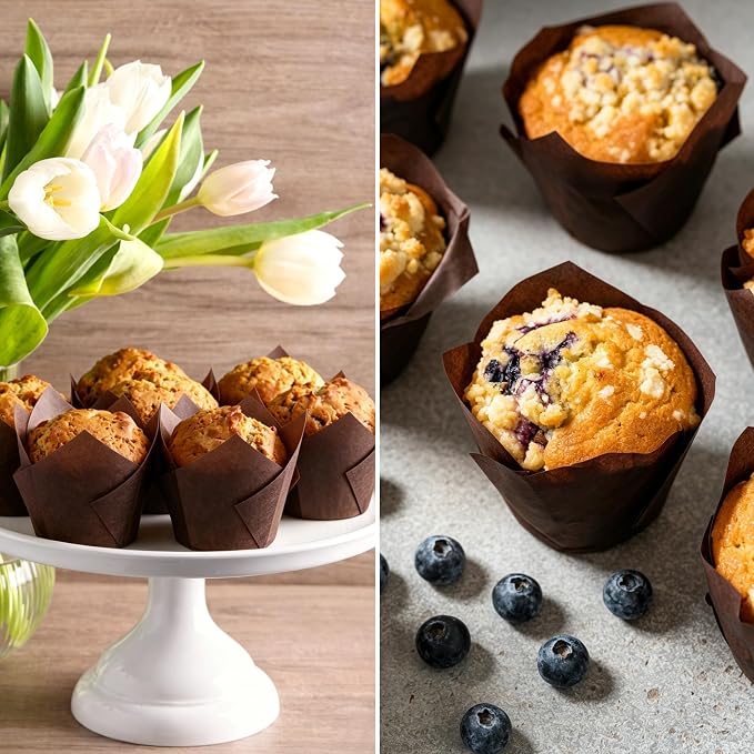 150 Pcs Mini Cupcake Liners Muffin Liners Baking Cups | Tulip Cupcake Liner for Baking Wedding, Birthday, Baby Shower Parties, Brown - Image 6