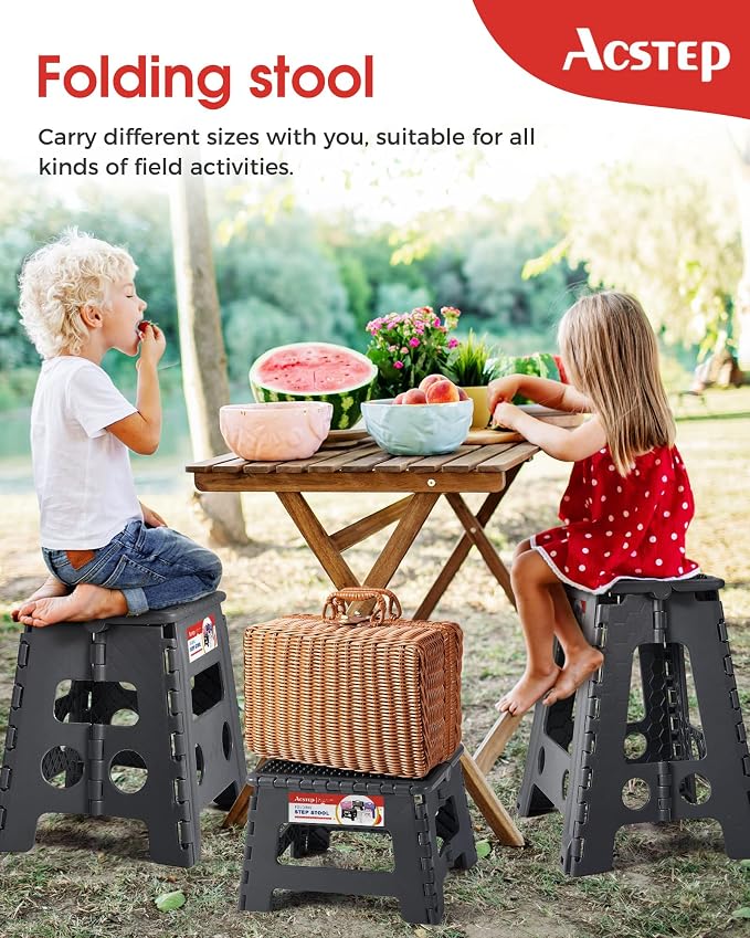 ACSTEP Folding Step Stool 9 inch Height Non-Slip Plastic Step Stools for Kids and Adults, Kitchen Collapsible Fold Up Small Stepping Stool Grey,1 Pack | Portable Foldable Stools, Heavy Duty Collapsible Foot Stool, Holds 300 lb for Adults Kitchen Bathro... - Image 7