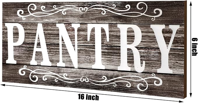Jetec Pantry Sign Wall Decor 16 x 6 Inch Farmhouse Wood Pantry Signs Rustic Retro Hanging Wooden Art Plaque Decorative for Kitchen Restaurant Door Room Home Decoration(Gray) - Image 3