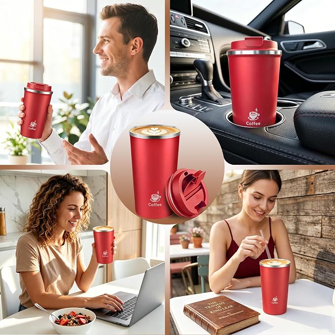 17oz Travel Coffee Mug ,Leakproof Vacuum Coffee Cup Insulated Tumbler | 304 Stainless Steel, Double-Wall Vacuum Insulated, Leakproof, Fits Hot & Cold Drinks Car Cup Holders, Travel, Office - Image 7