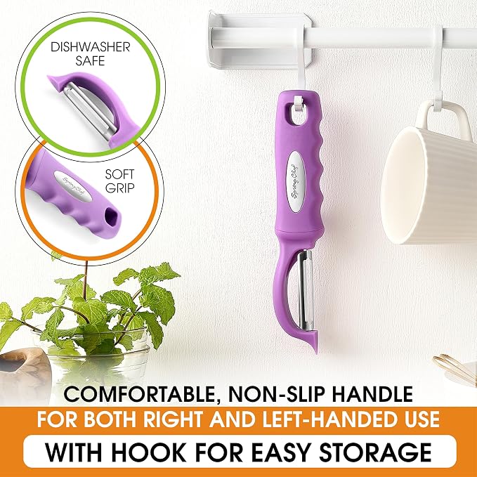 Spring Chef Swivel Vegetable Peeler for Kitchen w/Ergonomic Handle, Orchid | Premium Potato Peeler w/ Ultra Sharp Stainless Steel Blades, Multifunctional Veggie Peeler for Apple, Carrot, Cucumber, Fruit - Image 6