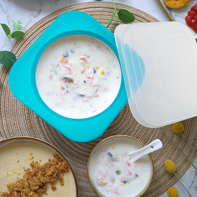 Freezer Soup Tray Silicone Molds - 2 Cup Freezer Cube With Lid,Food Storage Container for Soup Sauce Meal Prep,4 Pack