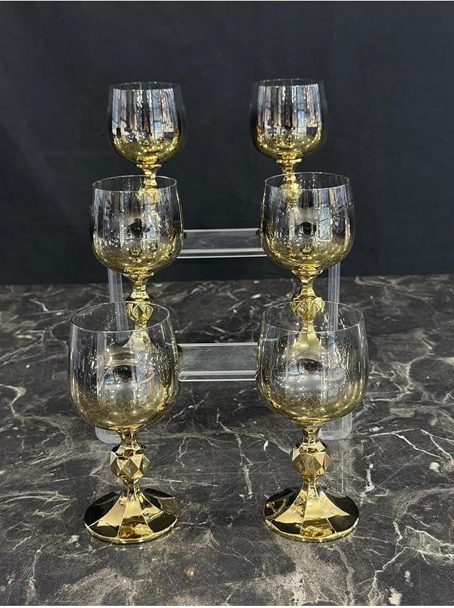 SODEF Set of 6 Gold Footed Coffee Side Glasses - quality Glassware, Titanium Coated, 5 fl oz Capacity, appropriate for Turkish Coffee or Water - Gold - Image 5
