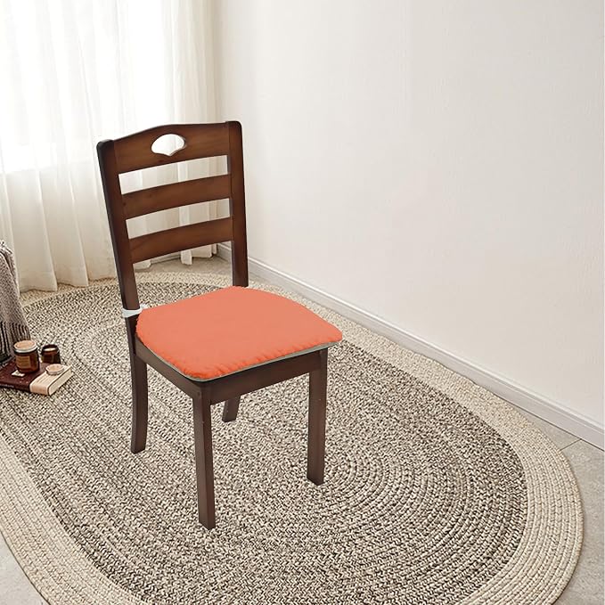 Plush Chair Cushion, Oval Chair Cushion Pad,Ultra Soft Nonslip Seat Pad,Comfortable Chair Cushion Cover,2PCS Memory Foam Chair Seat Cushion for Home Office Kitchen Dining Chairs Auburn - Image 6