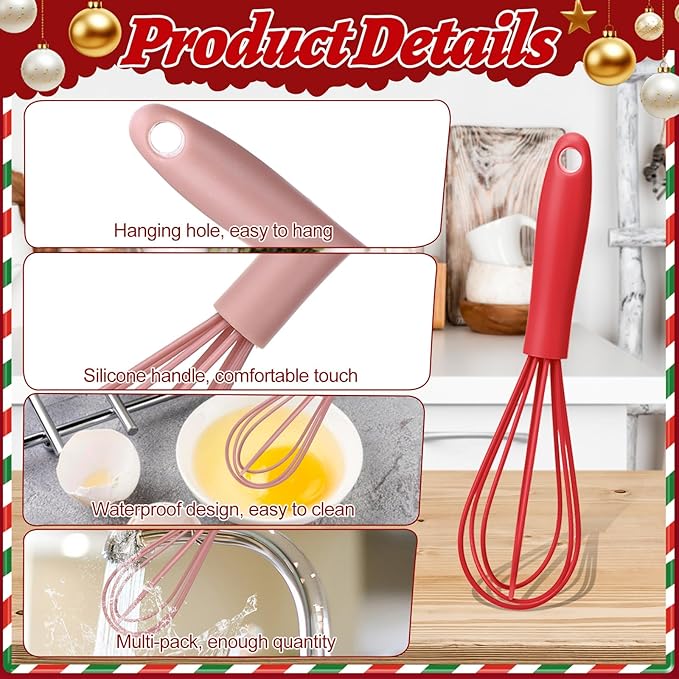 36Pcs Christmas Whisk Gift Silicone Whisk for Cooking Mini Whi-sk Baking Gifts Sets Milk Egg Frother for Blending Whisking Beating Stirring Baking