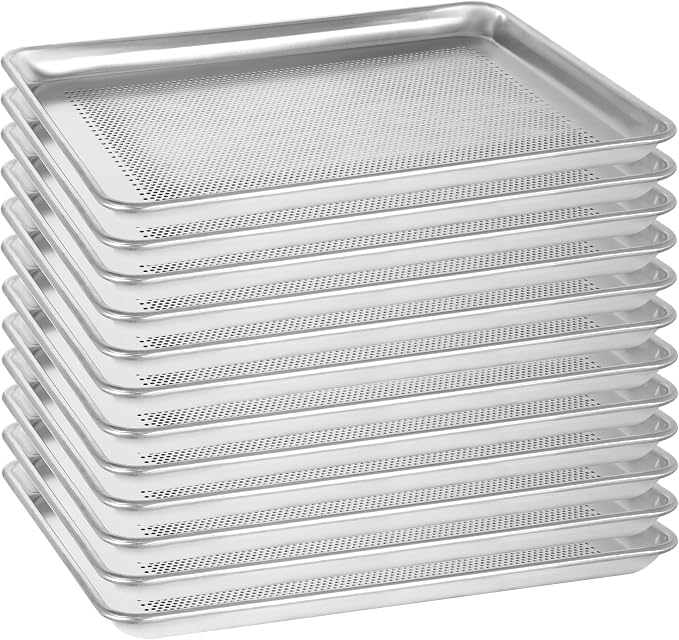 12 Pack Half Size Aluminum Baking Sheet Pan, 18 x 13 in | NSF, Aluminum Commercial Cookie Sheets, Non-Stick, Oven Safe Up to 500℉ by FSUON