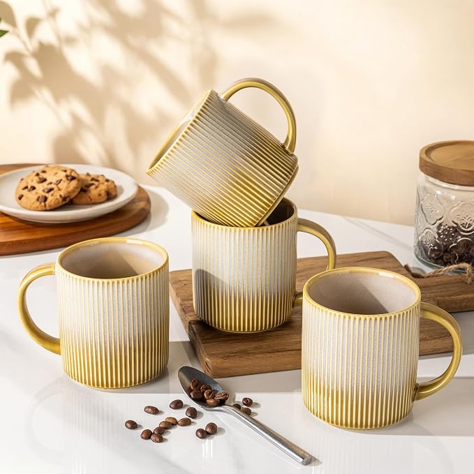 theterra Ceramic Coffee Mugs Set of 6, 14.2 oz Coffee Cups with Handle | Handmade, Suitable for Latte, Tea, Milk, Beer & Hot Cocoa, Autumn Haze - Image 4