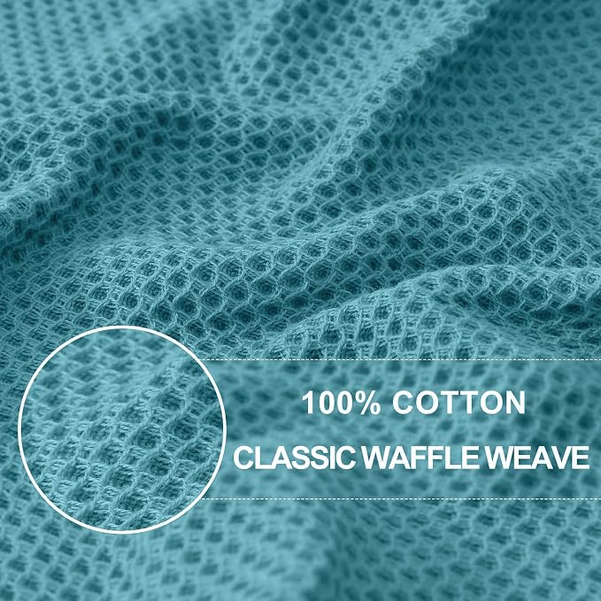 Homaxy 100% Cotton Waffle Weave Kitchen Dish Towels 4-Pack, Lake Blue | 13 x 28 Inches, Ultra Soft Absorbent Dish Towels, Quick Drying Cleaning Towels - Image 2
