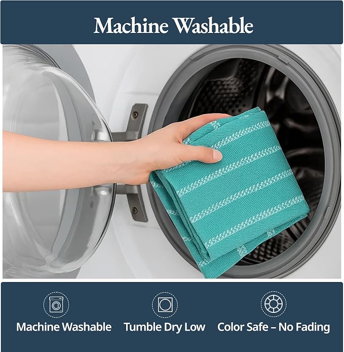 LANE LINEN Kitchen Towels Set - Pack of 4 Cotton Dish Towels for Drying Dishes, 18”x 28”, Absorbent Tea Towels, Quick Drying Kitchen Towel Set - Peacock Blue - Image 9