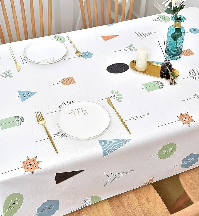Wipeable Waterproof Tablecloth Vinyl Tablecloths for Rectangle Tables Heavy Duty PVC Tablecloth for Kitchen Dining Table(Small Trees, 54'' x 54'') - Image 6
