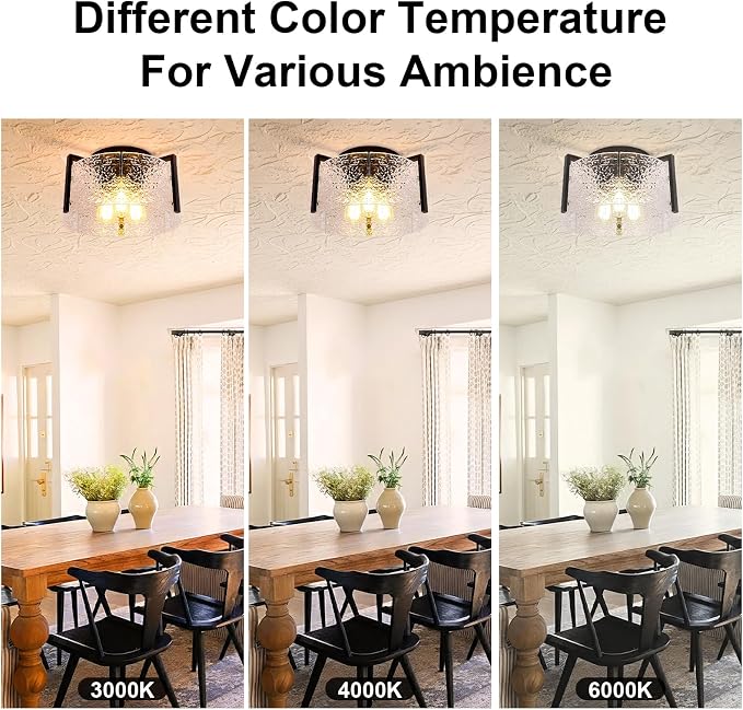 Bektas Semi Flush Mount Ceiling Light, Hallway Light Fixture,Entryway Light,Modern Bedroom Lampe,Metal Light Fixtures,Lighting Fixture Flush Mount for Kitchen Bathroom Dining Room ETL Listed - Image 6