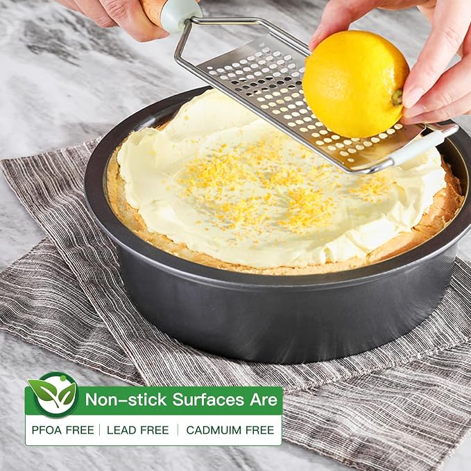 Round Cake Pan Set for Baking, 8 Inch, Nonstick Deeper Circle Cake Pans with Wider Grips, 2 Pieces Layer Cake Tin, Cheesecake Mold, Huty Duty, Dishwasher Safe - Grey - Image 7