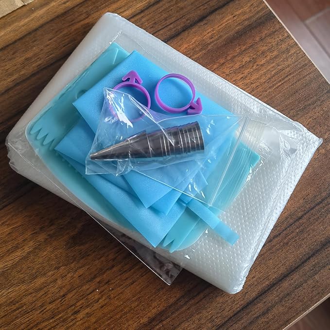 ALLTOP Piping Bags and Tips Set -Ultimate Cake Decorating Supplies Kit - Included 100 Disposable Pastry Bags, 1 Reusable Silicone Bag, 2 Couplers, 12 Frosting Tips, 2 Ties, 3 Icing Scrapers for Baking