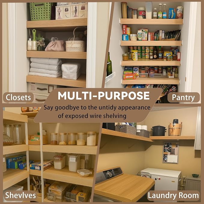 5 Pack Size24x12in Wire Shelf Cover for Pantry, Closet, Kitchen – Waterproof PVC Wood-Look Wire Rack Covers for Shelves, Multiple No-Tool Installation - Image 8