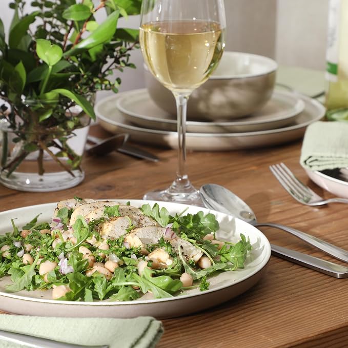 Gibson Elite Island Bay 12-Piece New Bone China Dinnerware Set Service for 4, Reactive Glaze Plates and Bowls, Dishwasher and Microwave Safe, Cream and Green - Image 4
