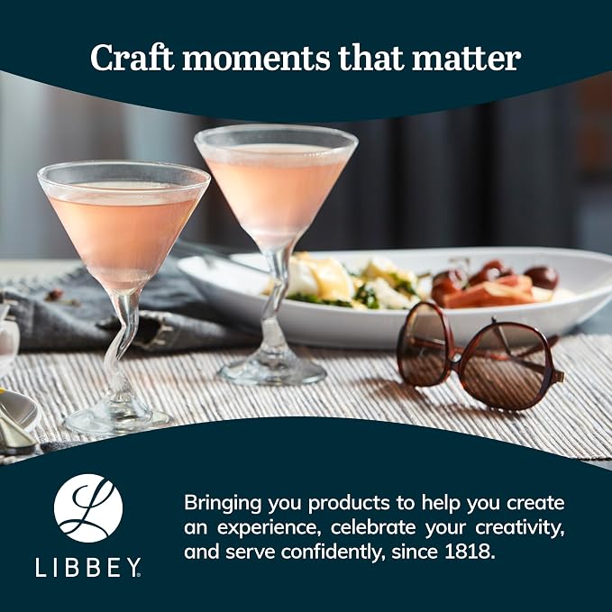 Libbey Z-Stem Martini Glasses Set of 4, Lead-Free Glasses with Z- Stem, Dishwasher Safe Martini Glasses Set for Parties - Image 6