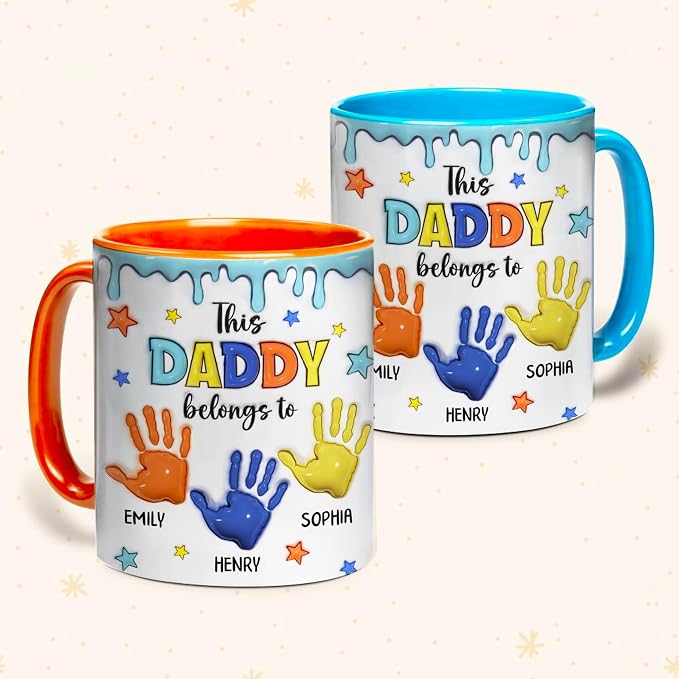LOVELYPOD Custom Dad Mug with Kids Names, This Daddy Belongs to, Fathers Day Mugs, Dad Gifts from Daughter Son, Fathers Day Presents, Personalized Coffee Cup, Custom Daddy Gifts - Image 4