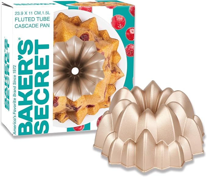 Baker's Secret Fluted Cake Pan, Cake Pans, Novelty Cake Pan, Die Cast Aluminum Cake Pans, 2 Layers Non-stick Coating, Novelty Cake Pan - The Cast Aluminum Collection (Cascade) - Image 4