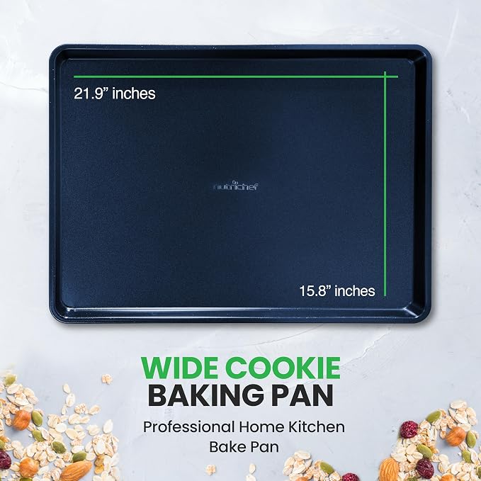 NutriChef Non-Stick XL Cookie Sheet Set, 6-Pack Premium Extra Large Carbon Steel Baking Trays for Cookies, Jelly Rolls, Pastries and More - Blue Diamond, 22" x 16" - Image 2