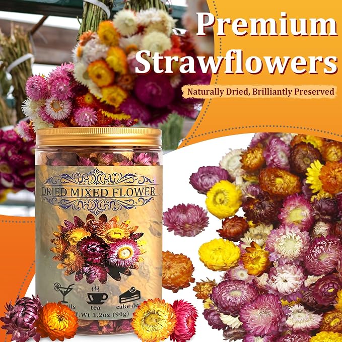 100+ Edible Dried Flowers for Cake Decoration – Food Grade Mixed Colorful Chrysanthemum Flowers for Baking, Cocktails, Cupcakes, Drinks, DIY Crafts - Image 2