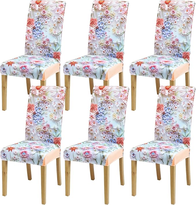 Dining Chair Covers, Stretch Seat Covers, Washable Furniture Protector | 6 Pack, Washable, Stretch Fit, Soft, Non Slip, Dining Chair Covers, Seat Protector, Furniture Protector by BIETYONE