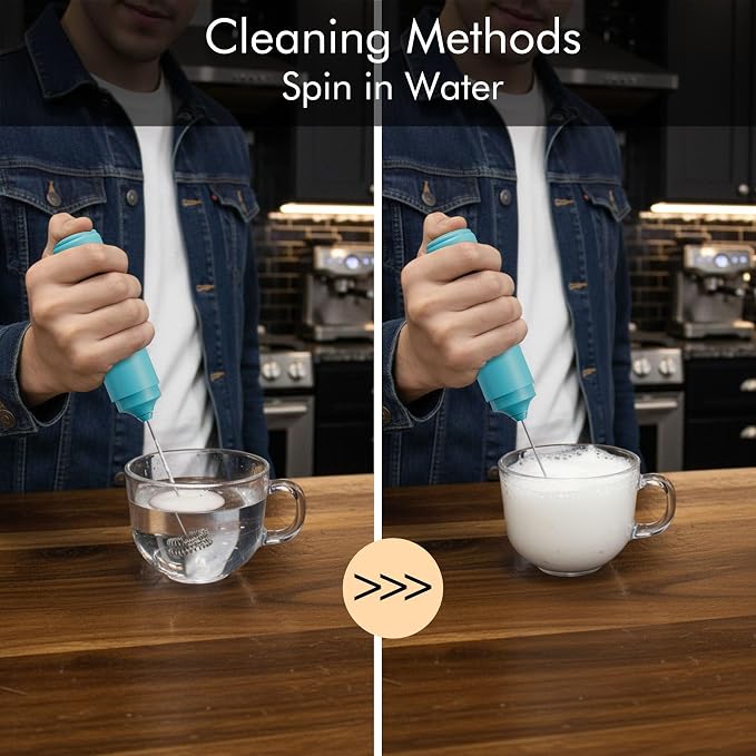 Rechargeable Milk Frother Handheld, 2-IN-1 Dual Spring Whisk Electric Frother Wand for Cappuccino Latte Macchiato, Portable Drink Mixer for Coffee, Matcha, Hot Chocolate - Image 5