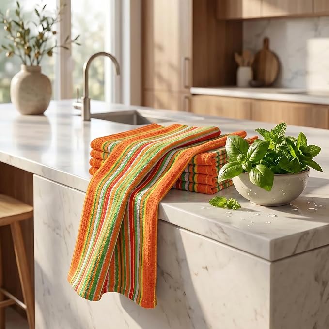 Urban Villa Kitchen Towels Cotton Dish Towels 20”x30” (Set of 6) Orange - Image 6