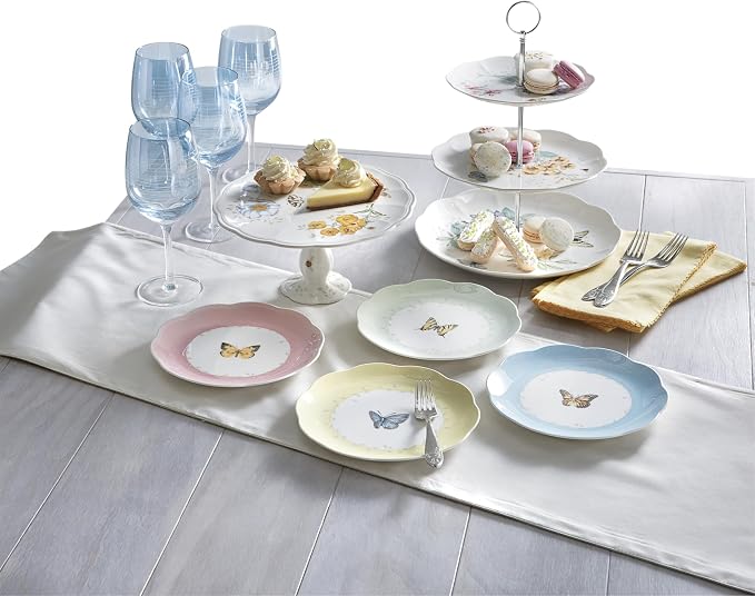 Lenox Dessert Plate Set, Lenox Butterfly Meadow Colors Collection 4-Piece Dessert Porcelain Plates Set, Service For 4, Dishwasher & Microwavable Plate, Small Plates, Home And Dining(Assorted, 4 Piece) - Image 8
